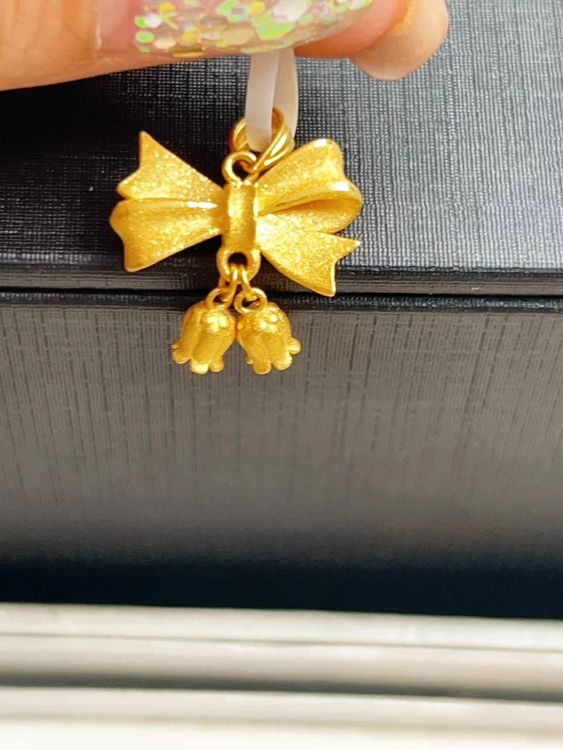 足金999纯黄金5G工艺铃兰花吊坠