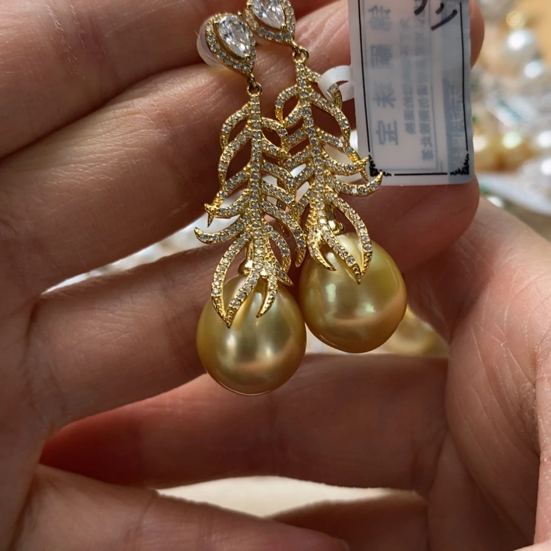 海水珍珠耳饰银S925镶嵌