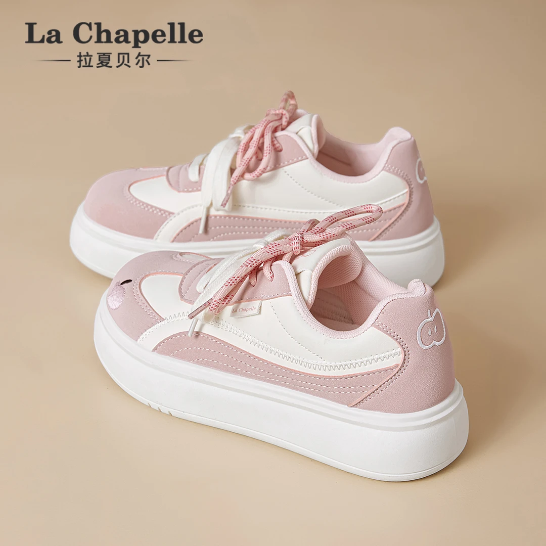 拉夏贝尔2025秋季新款鞋子女ins潮牌百搭奶油风潮流厚底增高板鞋