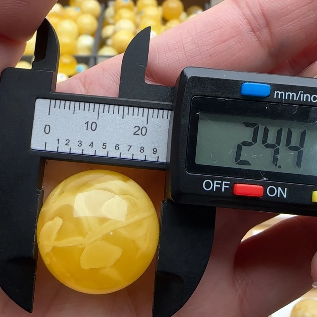 蜜蜡银S925镶嵌裸石浓蜡飘花珠子