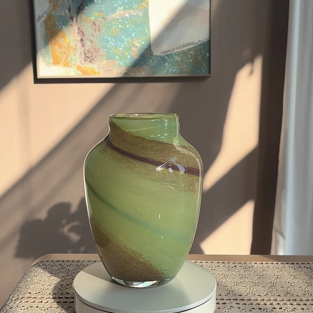 琉璃绿色系手工琉璃花瓶