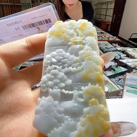 翡翠未镶嵌颈饰一个