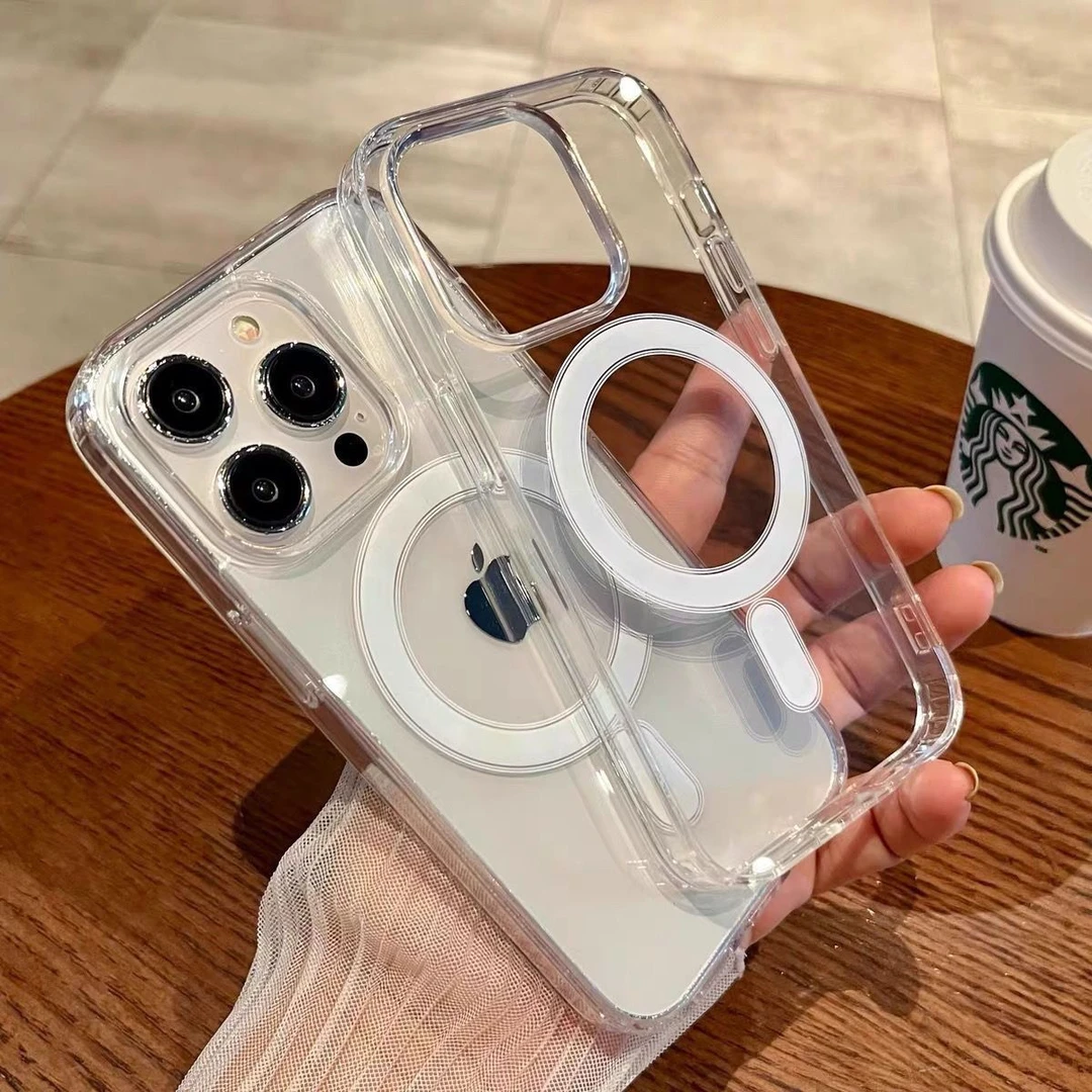 适用iPhone16promax手机壳新款苹果17Pro保护套透明15Magsafe磁吸