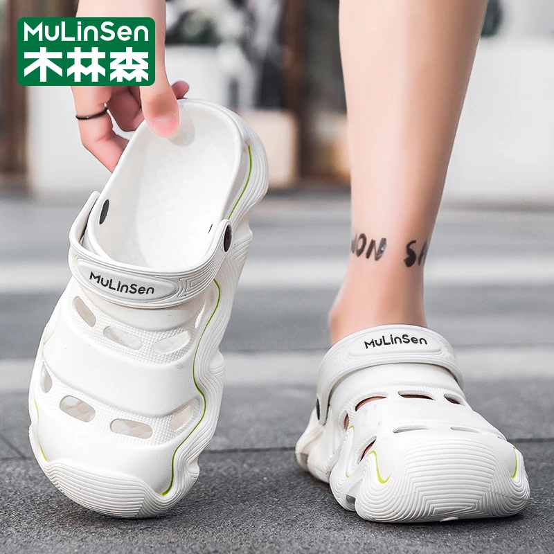木林森男士凉鞋夏季外穿洞洞鞋防滑包头休闲男士休闲夏季透气软底