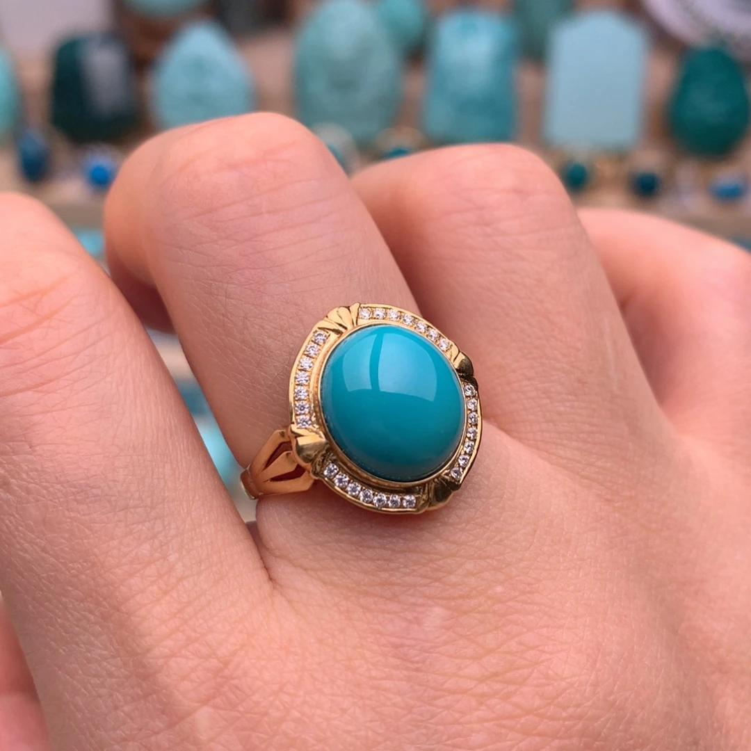 绿松石18K金镶嵌珠宝奇石