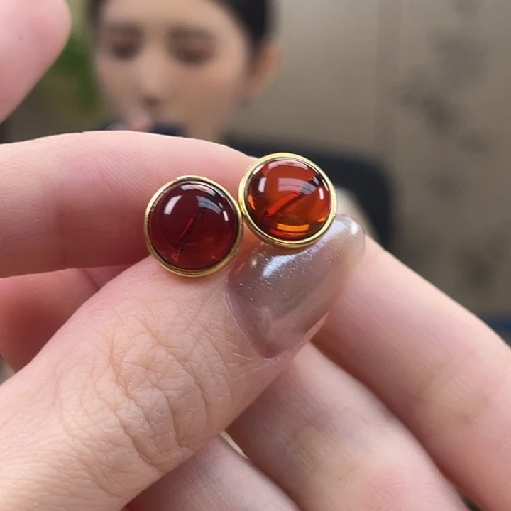 琥珀银S925镶嵌裸石琥珀蜜蜡J