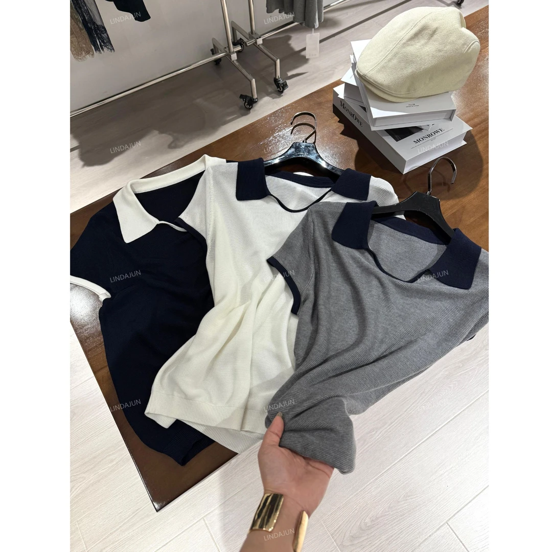 大君君 夏季欧货拼接短袖慵懒风毛针织衫显瘦小众性感风 SY071