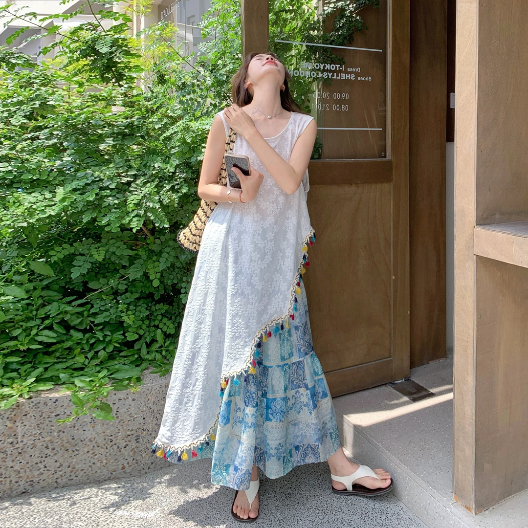 流苏民族风蕾丝罩衫半身裙套装女2025初夏穿搭高级感绝美两件套潮