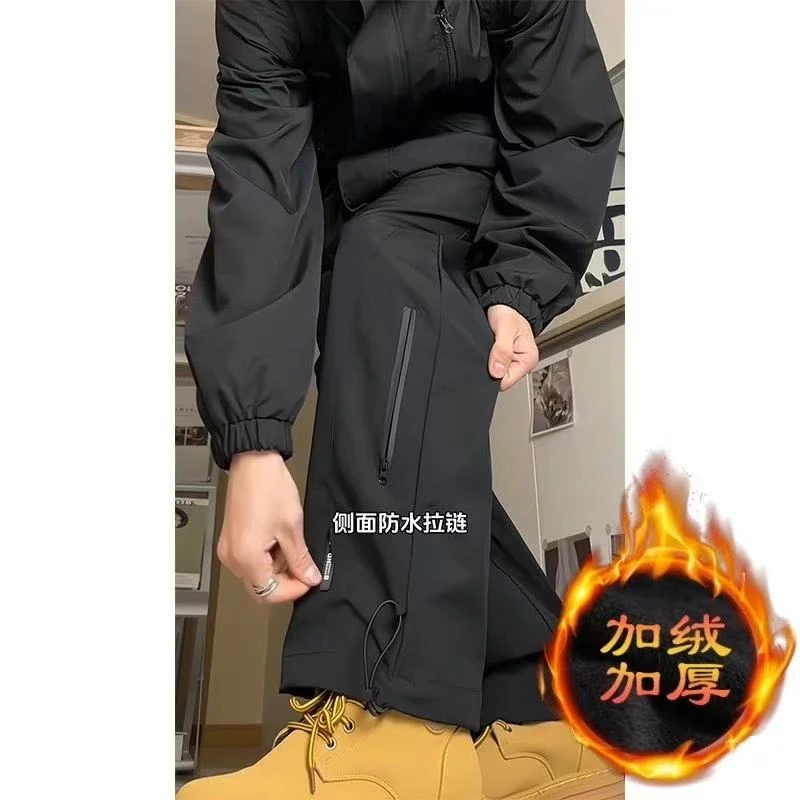 三防暴雨级防水冲锋裤男女秋冬直筒户外登山裤美式机能工装裤加绒