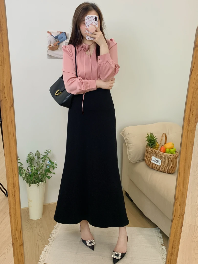 2025年新款大码小个子高腰鱼尾裙夏季显瘦气质垂感A字西装半身裙