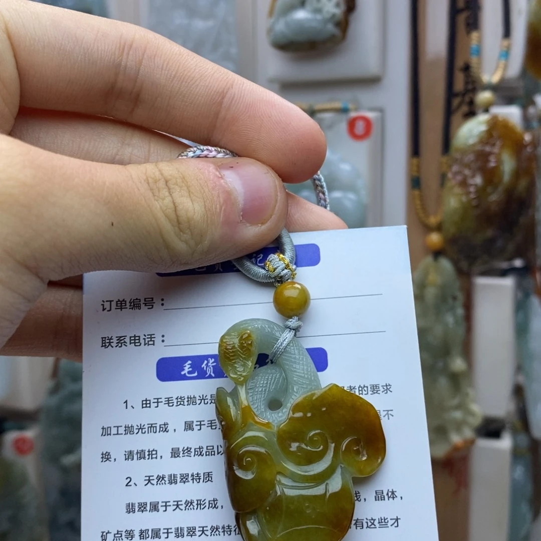 翡翠未镶嵌颈饰蛇