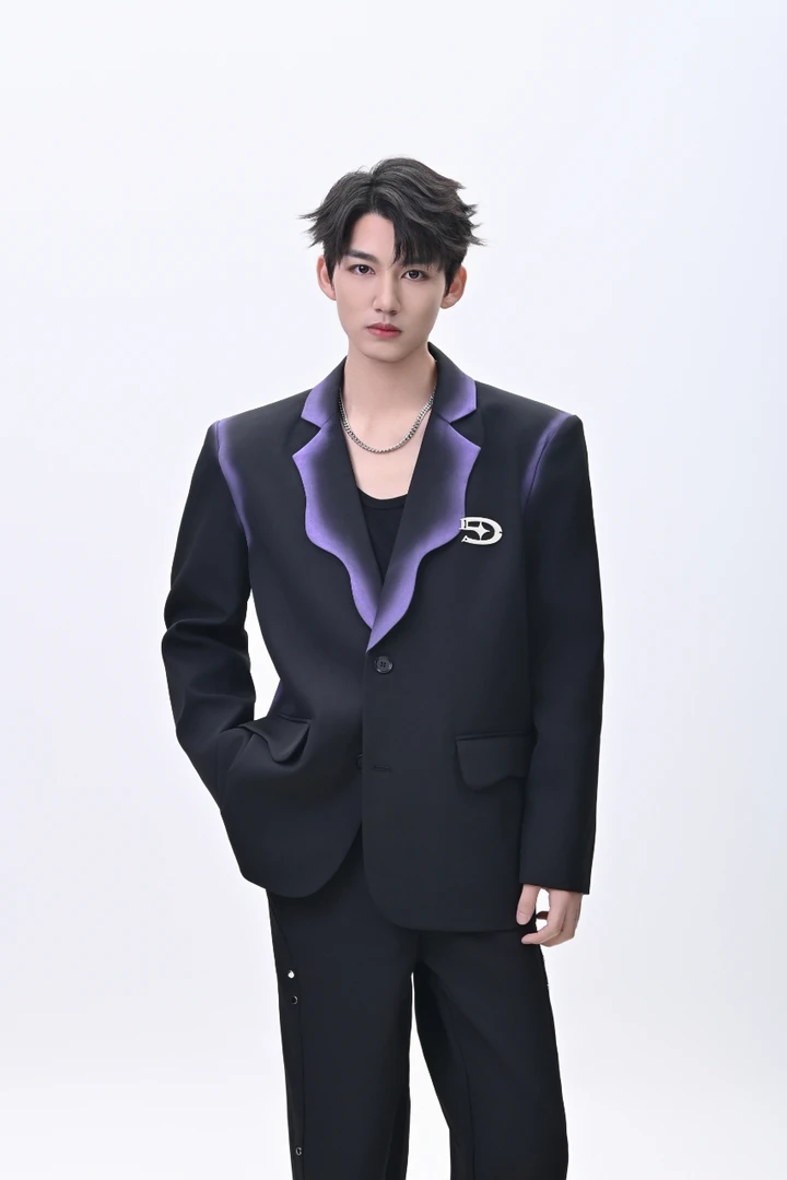 渐变西服套装无开衩秋季休闲正装拼色小西装小西服职业装