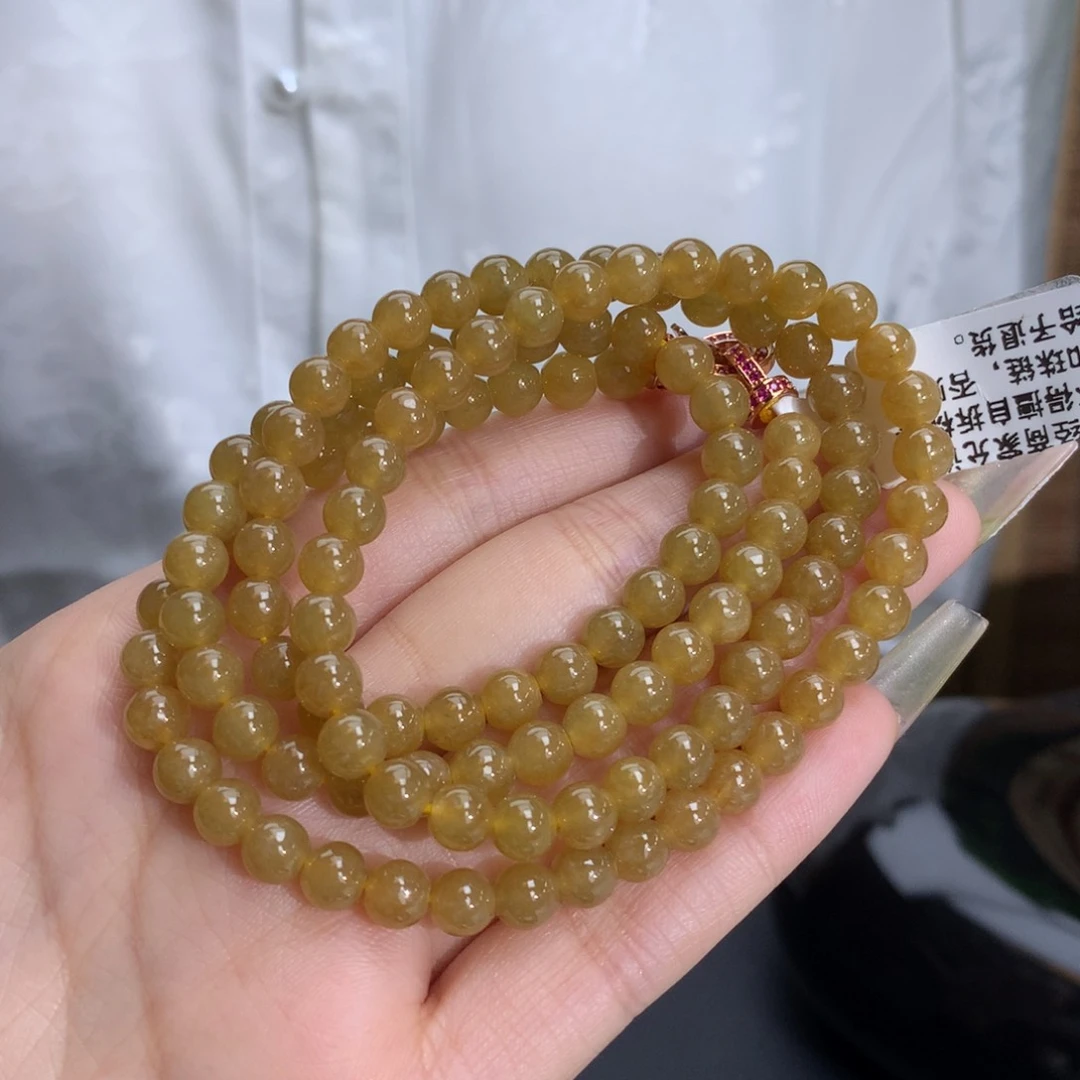 翡翠手链未镶嵌卡5.8冰润油黄翡