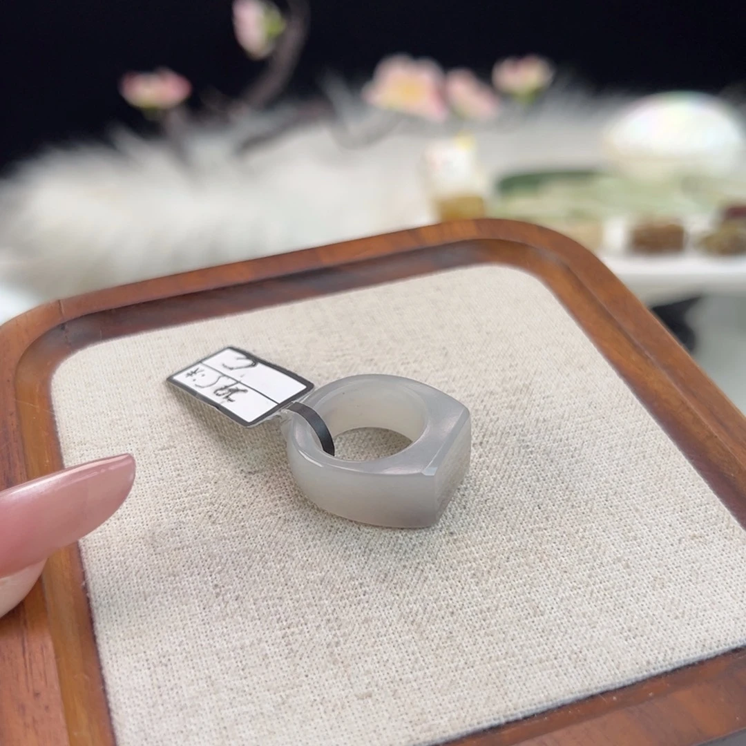 和田玉未镶嵌戒指N67烟紫马鞍直径15.8不退换