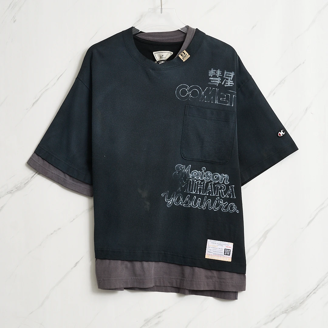 全新未使用/Mihara Yasuhiro做旧拼接T恤/MYBU00117