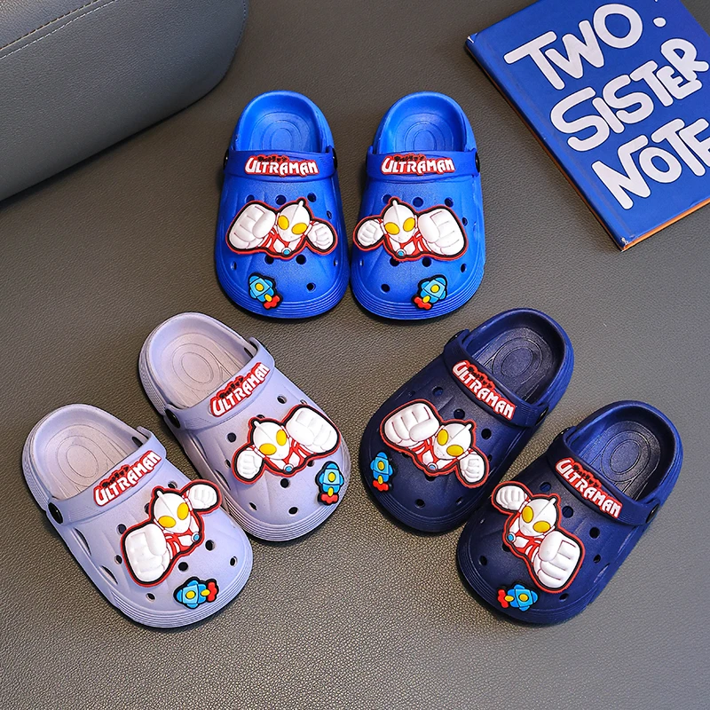 奥特曼儿童洞洞鞋卡通软底小男孩夏季室内防滑凉拖鞋外穿包头