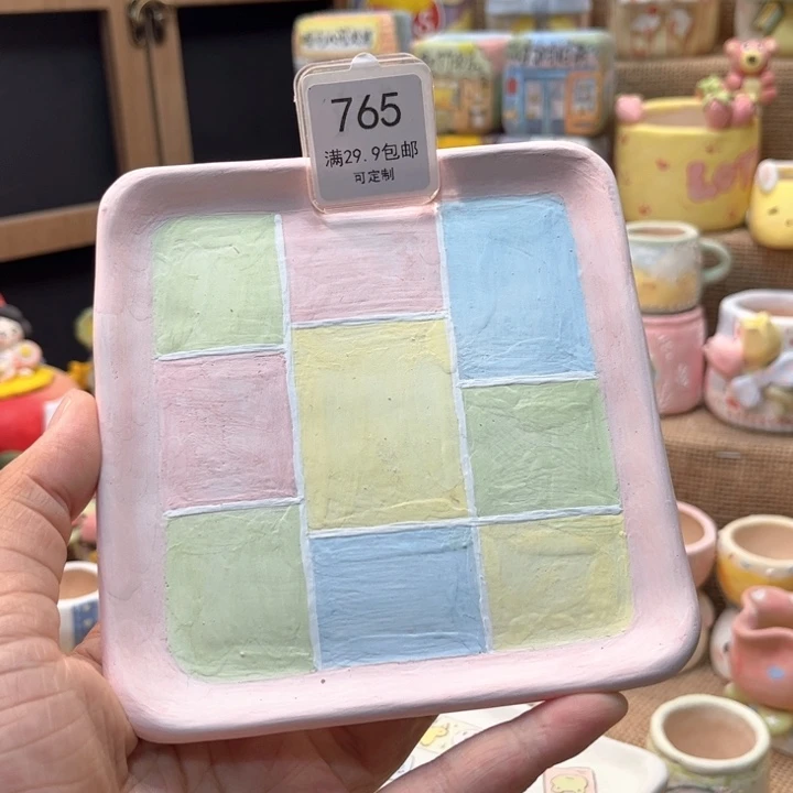 765盘子手绘花盆手绘