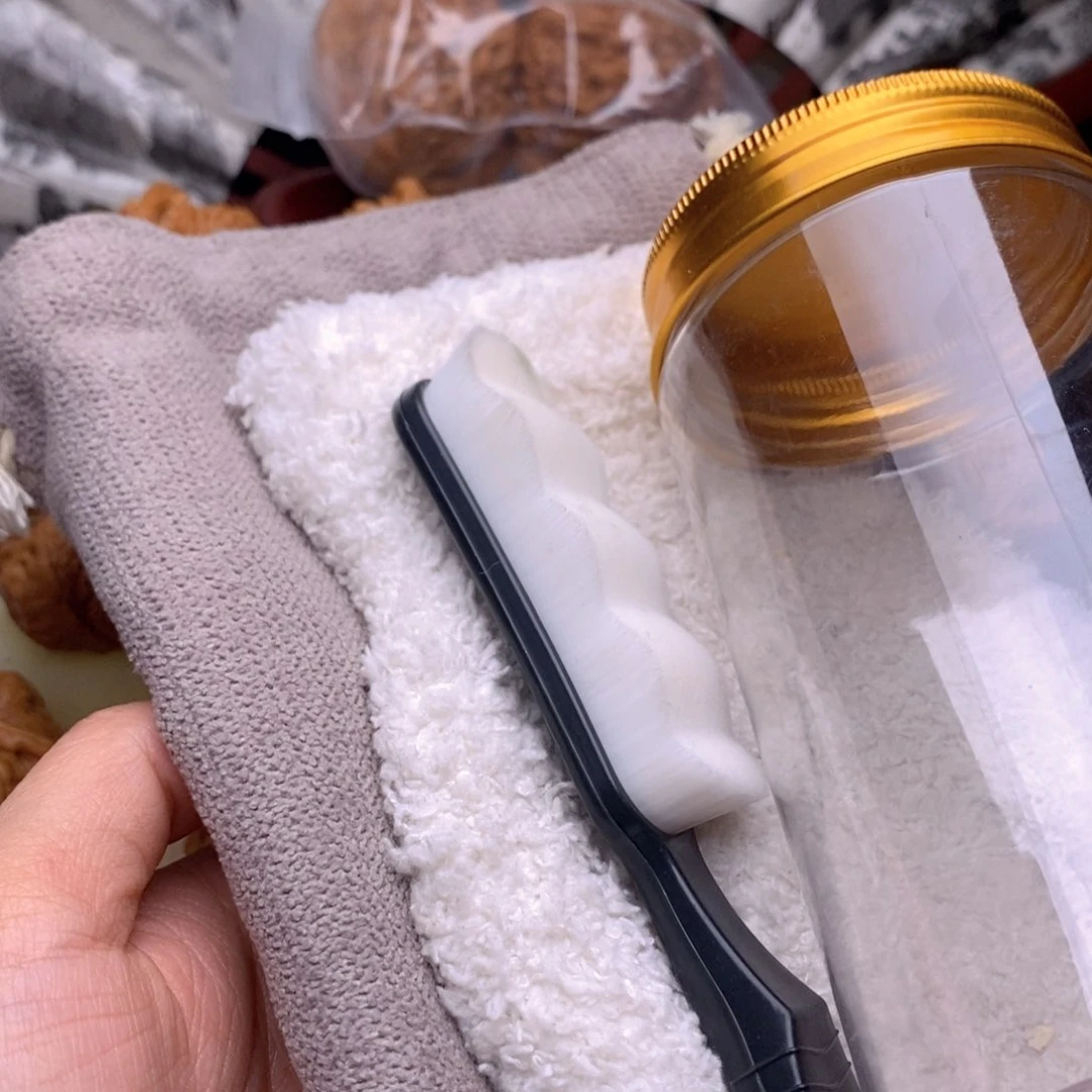 文玩核桃把件锦袋 万毛手套万毛刷 罐