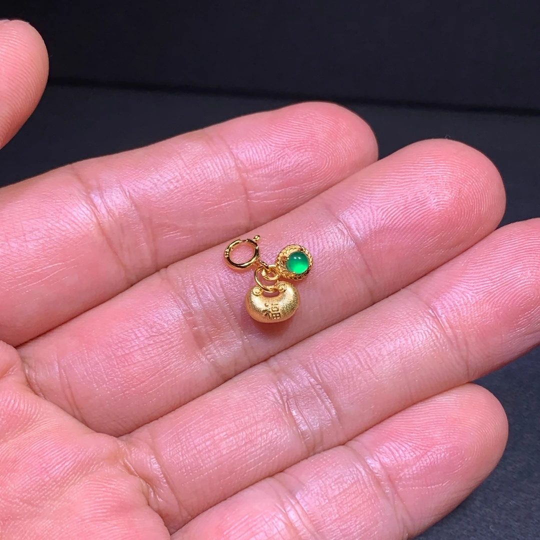 diy迷你如意锁吊坠金色坨坨吊坠项链手链配件镀18k色弹簧扣小提溜