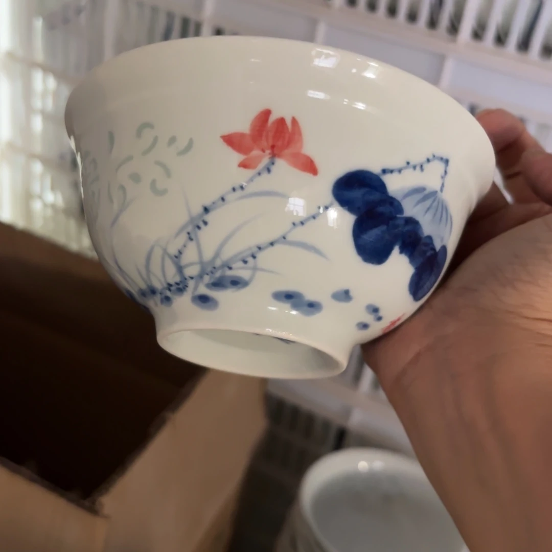 玉瓷景德镇陶瓷米饭碗两只微瑕