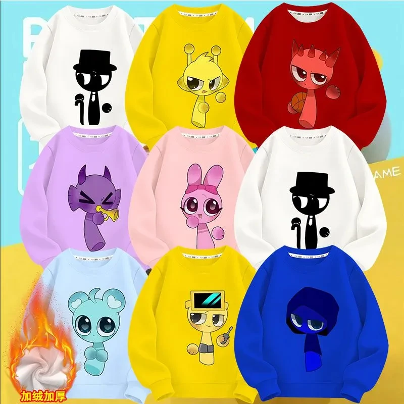 Sprunki音乐节奏盒子周边衣服儿童卫衣秋冬加绒加厚款男女童上衣