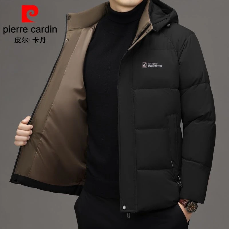 皮尔卡丹【加棉加厚】新款男士连帽保暖加厚棉衣男时尚短款棉服外套
