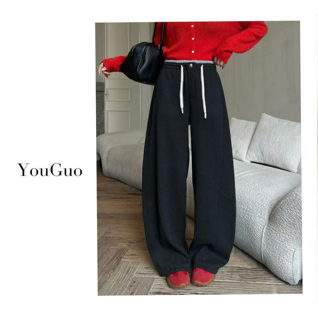 优果羊绒系列-【巨能百搭】韩系新款显瘦休闲百搭显瘦加绒弯刀裤