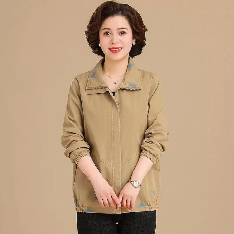 8049-小个子妈妈春装外套新款上衣春秋短款夹克【新仓库7-2-3】