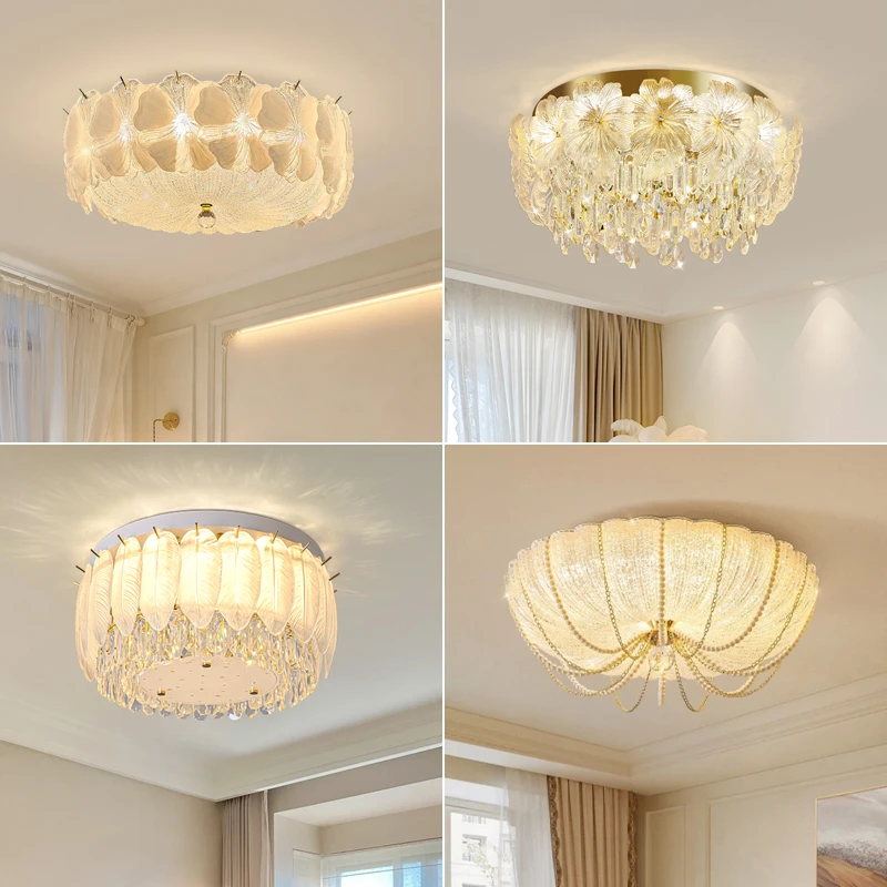 内外法式卧室吊灯艺术奶油风四叶草花朵灯温馨餐厅灯主卧书房灯饰