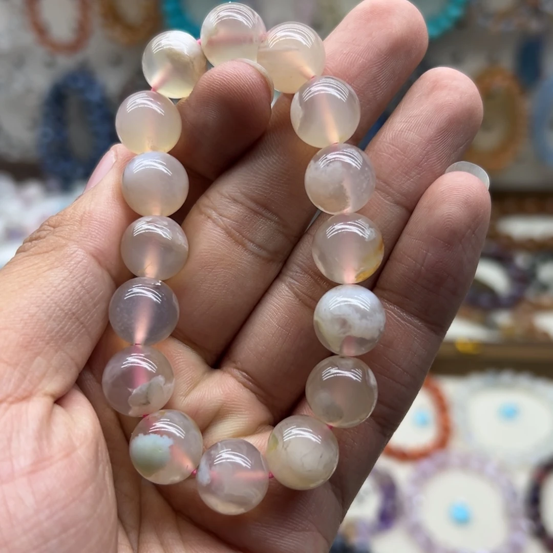 水晶未镶嵌手链12.8咪樱花玛瑙