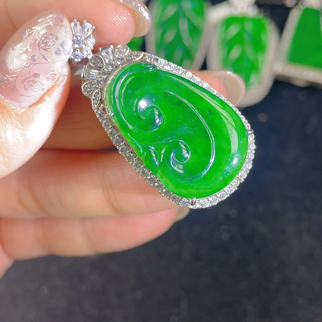 翡翠吊坠(不含链)银S925镶嵌