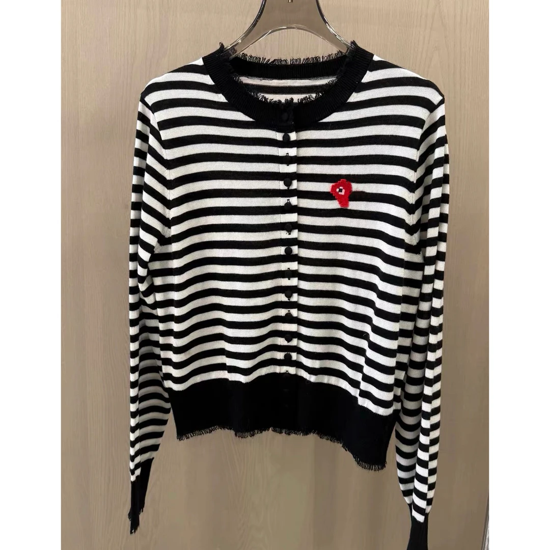 YIYI  2025春款新品   时尚显瘦百搭爱心单排扣针织开衫