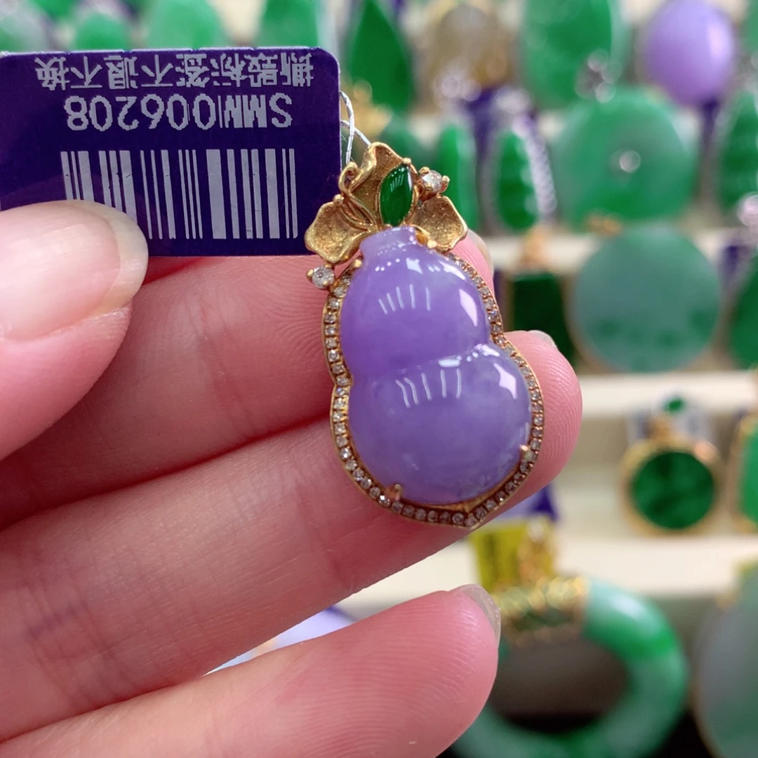 吊坠(不含链)18K金镶嵌翡翠
