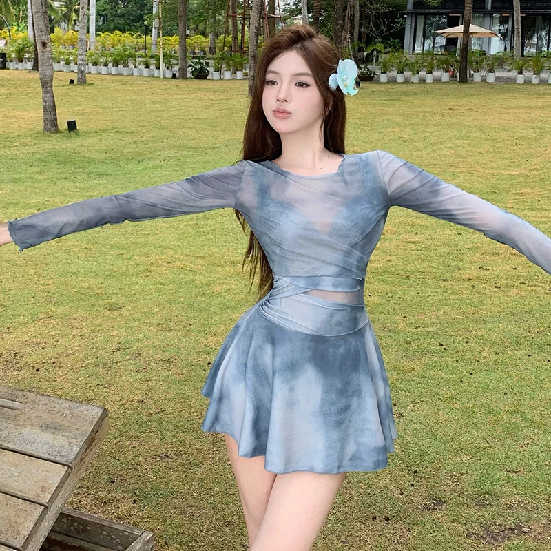 泳衣女款2025新款减龄两件套连体裙式遮肚遮肉显瘦泳装高级感度假