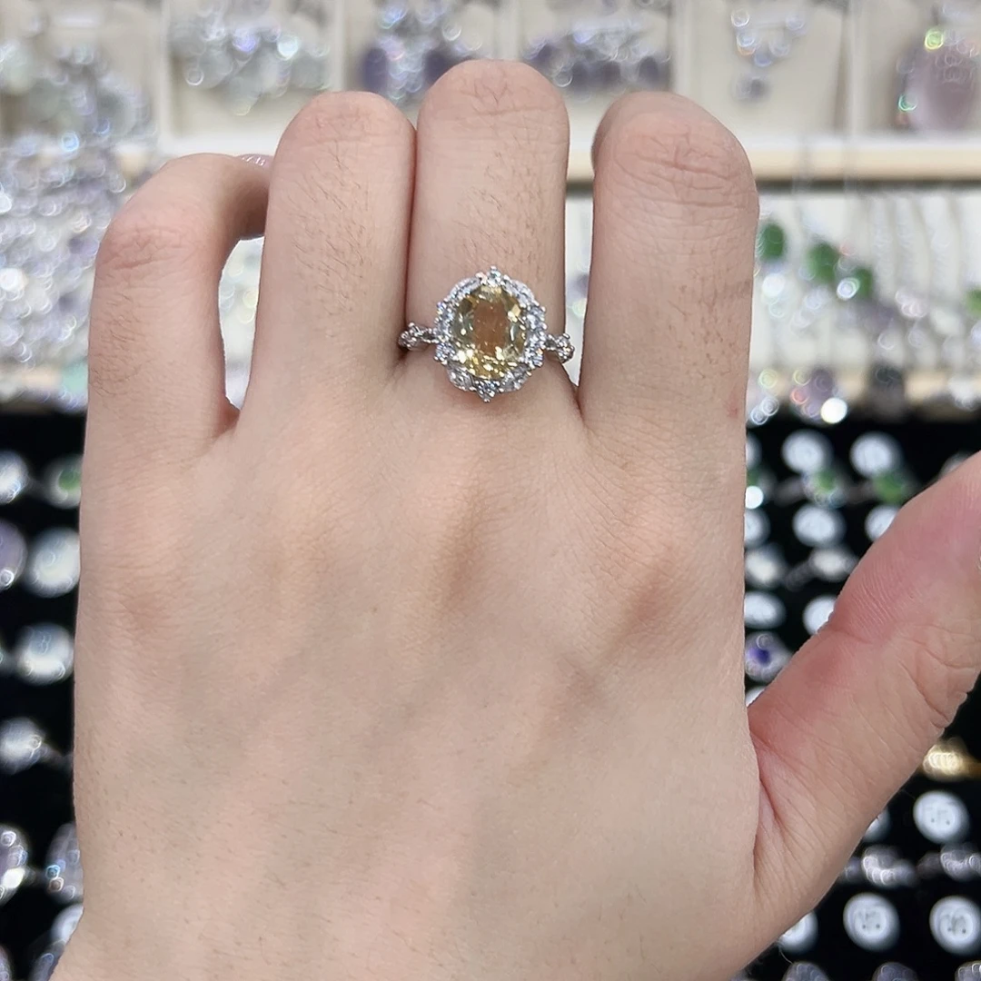 戒指银S925镶嵌黄晶