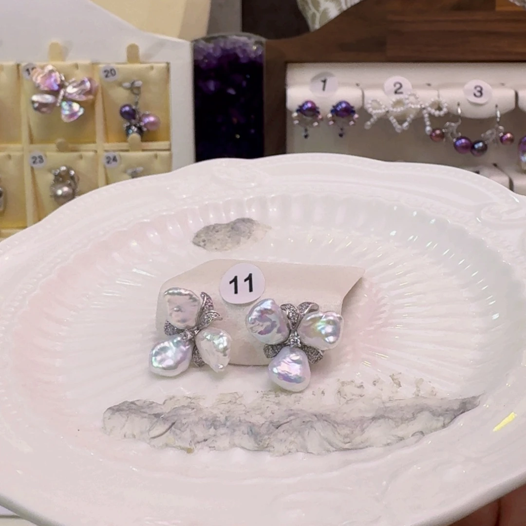 淡水珍珠耳饰未镶嵌自**鱼