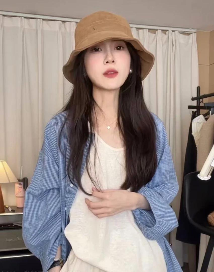 【慵懒假日】韩系格子宽松衬衫夏季百搭衬衫外套显瘦宽松上衣休闲