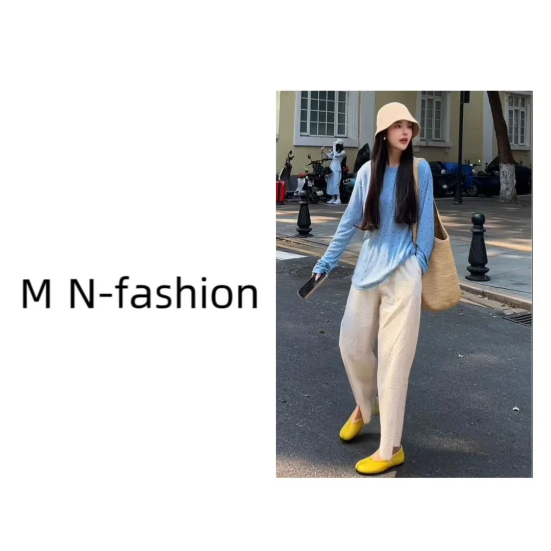 夏季韩系圆领波点防晒轻薄长袖T恤8058