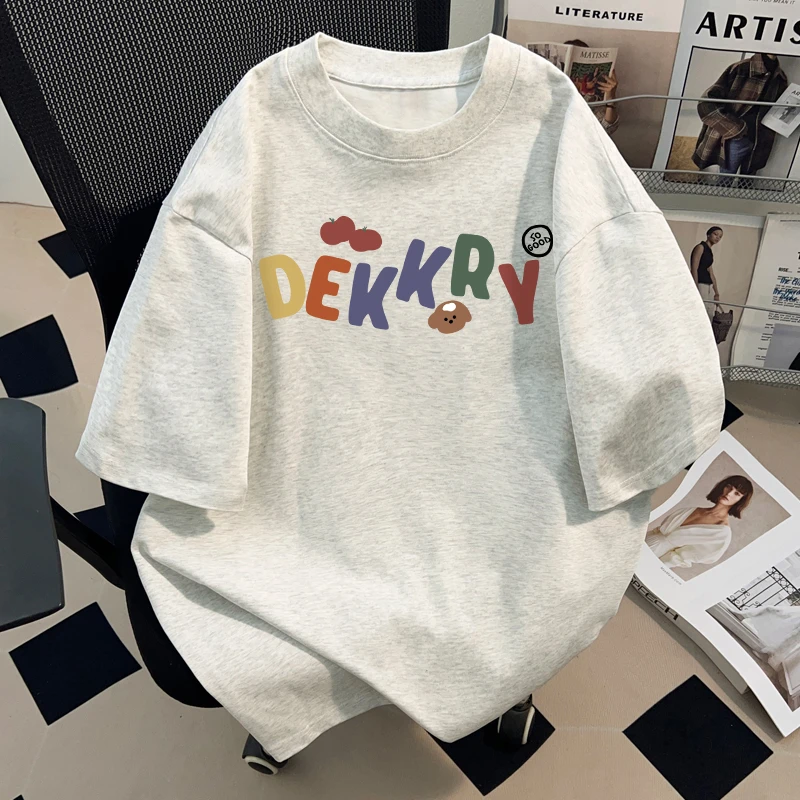 jtrt潮牌高街字母小狗印花纯棉短袖T恤男女夏季多巴胺设计感体恤