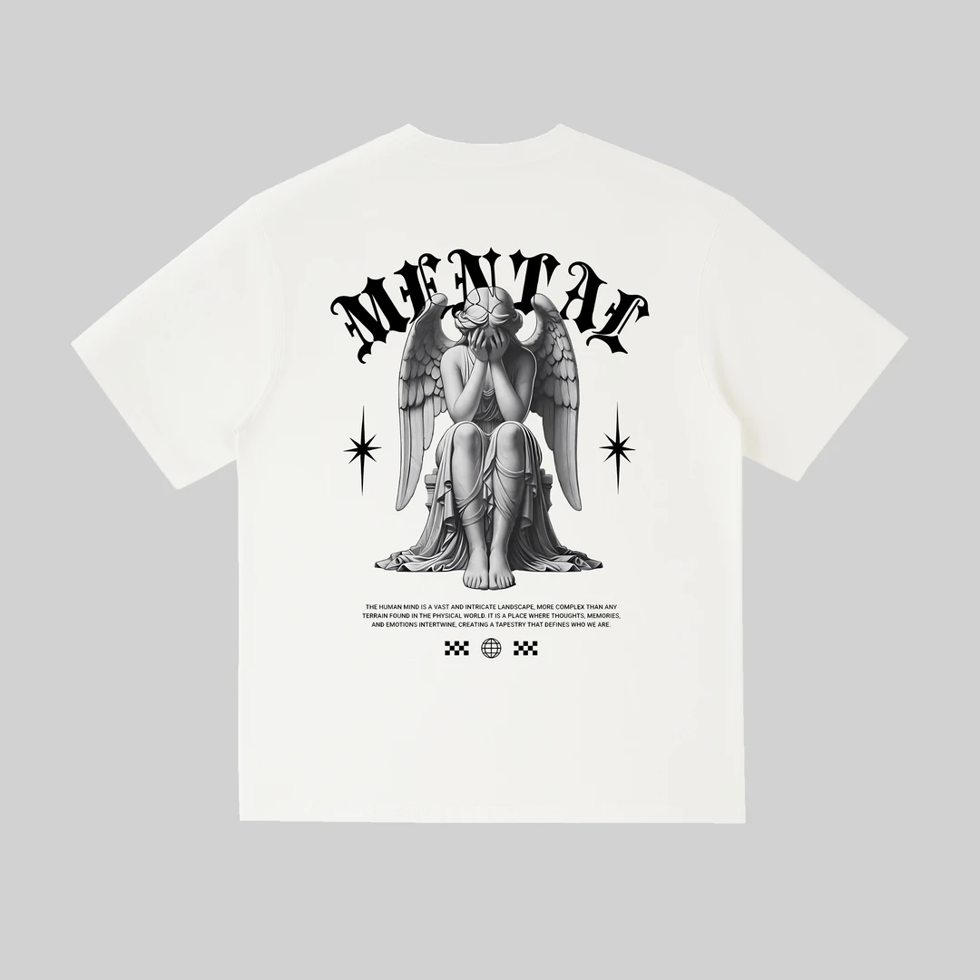 【沉思天使】纯棉潮牌印花短袖T恤舒适透气重磅休闲夏季圆领宽松T恤