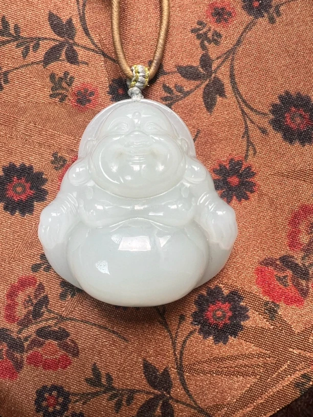 羊脂白玉弥勒佛公玉石笑佛挂件