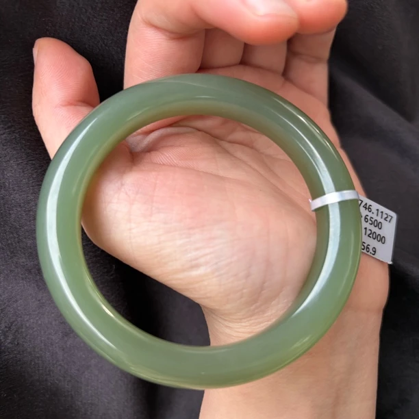 和田玉高品质湖水绿56.9圈H2746