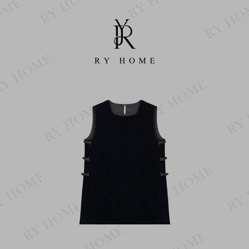 【容雨RYHOME】侧边盘扣休闲丝绒马甲252MJ1574