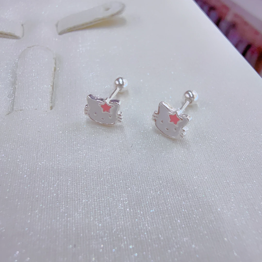足银亚克力耳饰 甜美风原创设计耳钉小女孩日韩耳环精致