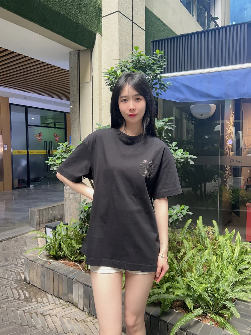 7808-2025夏季新款宽松T恤百搭轻圆领男款时尚经典欧美短袖