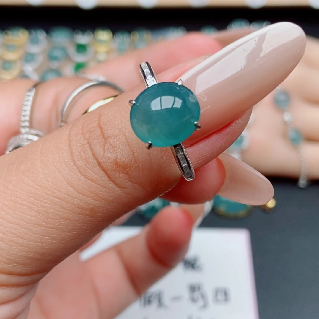 翡翠戒指银S925镶嵌5662
