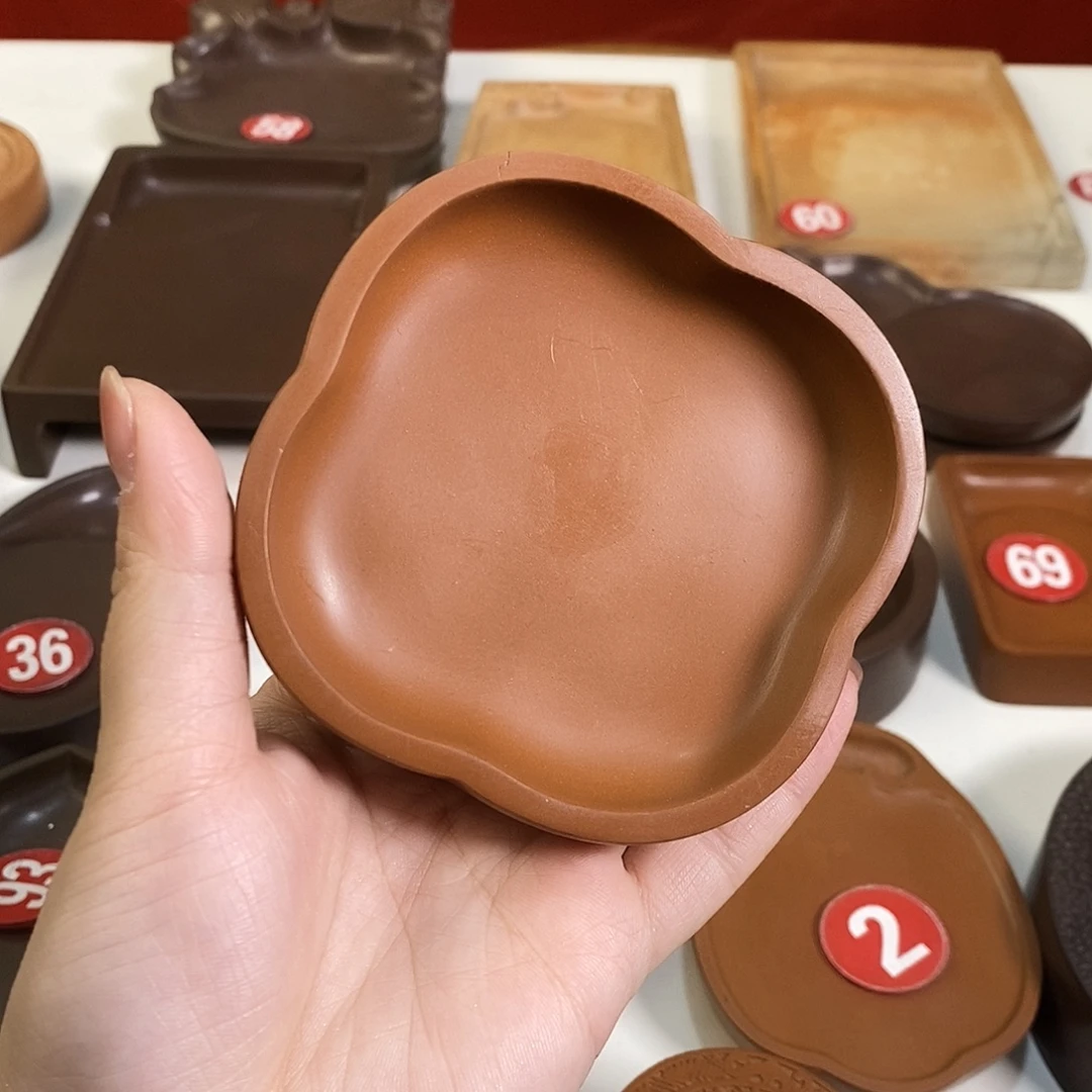 暴***号微瑕小裂澄泥砚台黄色