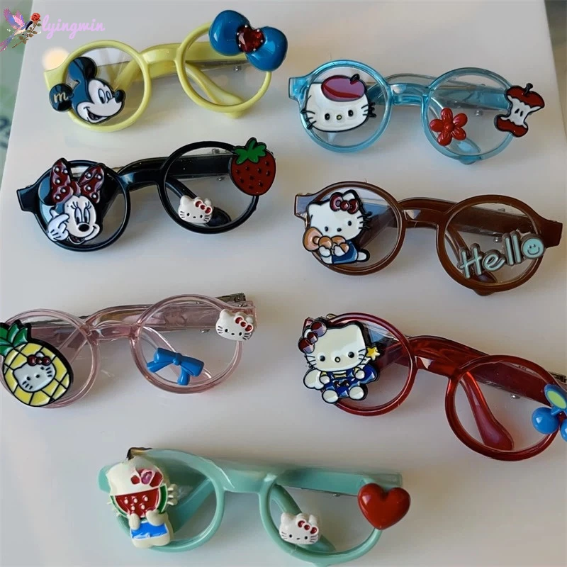 2025新款卡通眼镜侧边夹刘海碎发夹子时尚个性少女发卡化妆一字夹