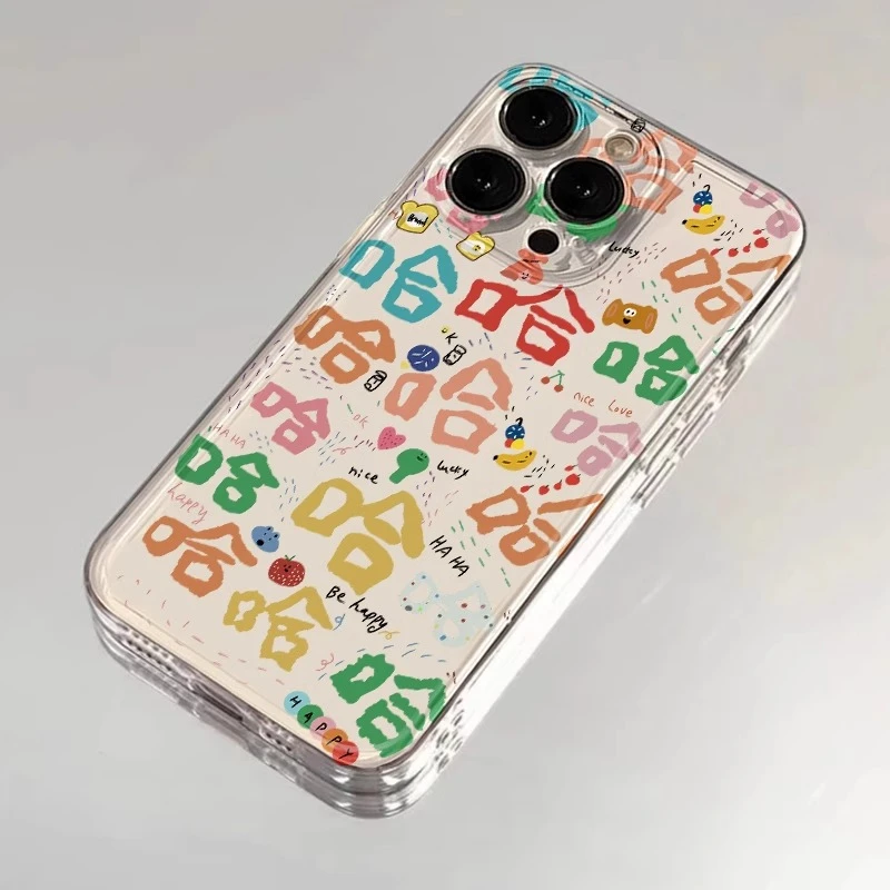 满屏彩色哈哈适用iPhone16苹果15手机壳多巴胺小米OPPO华为透明壳