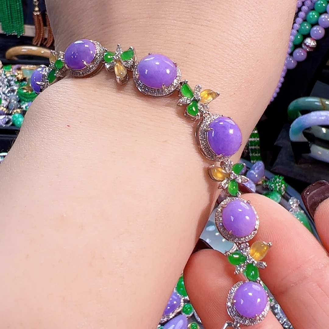 翡翠18K金镶嵌手链签收后24小时鉴赏期